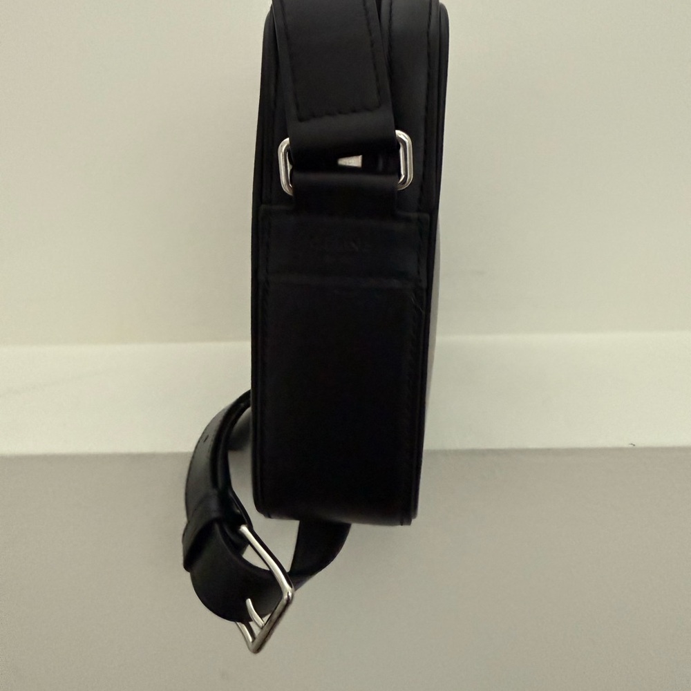 CELINE HOMME Black White Logo Leather Shoulder Messenger Crossbody Bag LIKE NEW - Picture 4 of 10